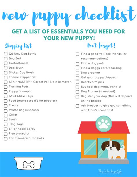 Free Printable New Puppy Checklist